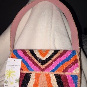 NWT America & Beyond Express Beaded Chevron Crossbody Bag - Boho Chic